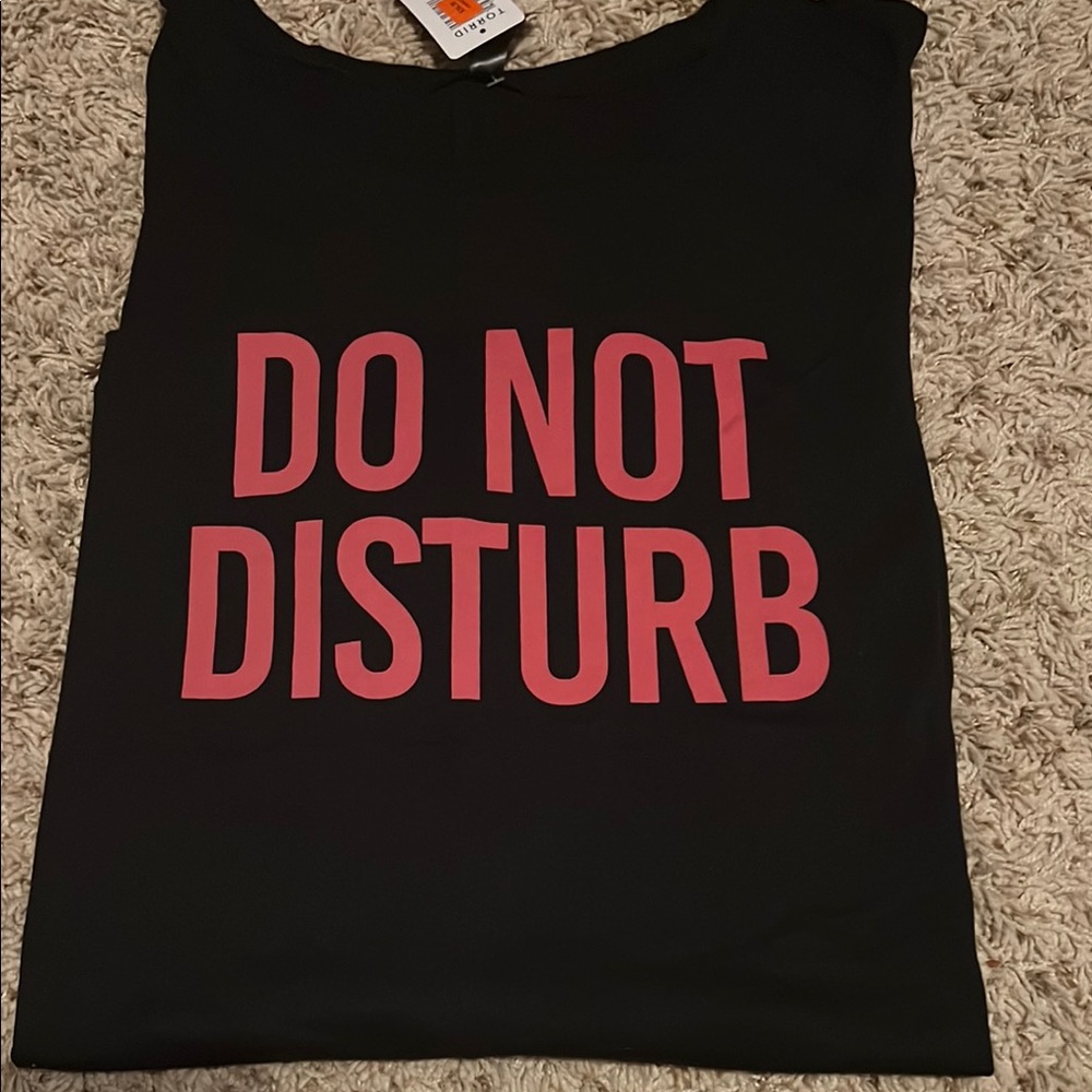Torrid Black Tee with Pink 'Do Not Disturb' Print